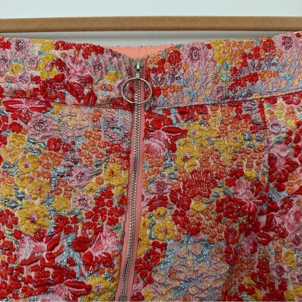 Lulus Ellarina Metallic Floral Jacquard Pencil Skit Womens Large Pink New